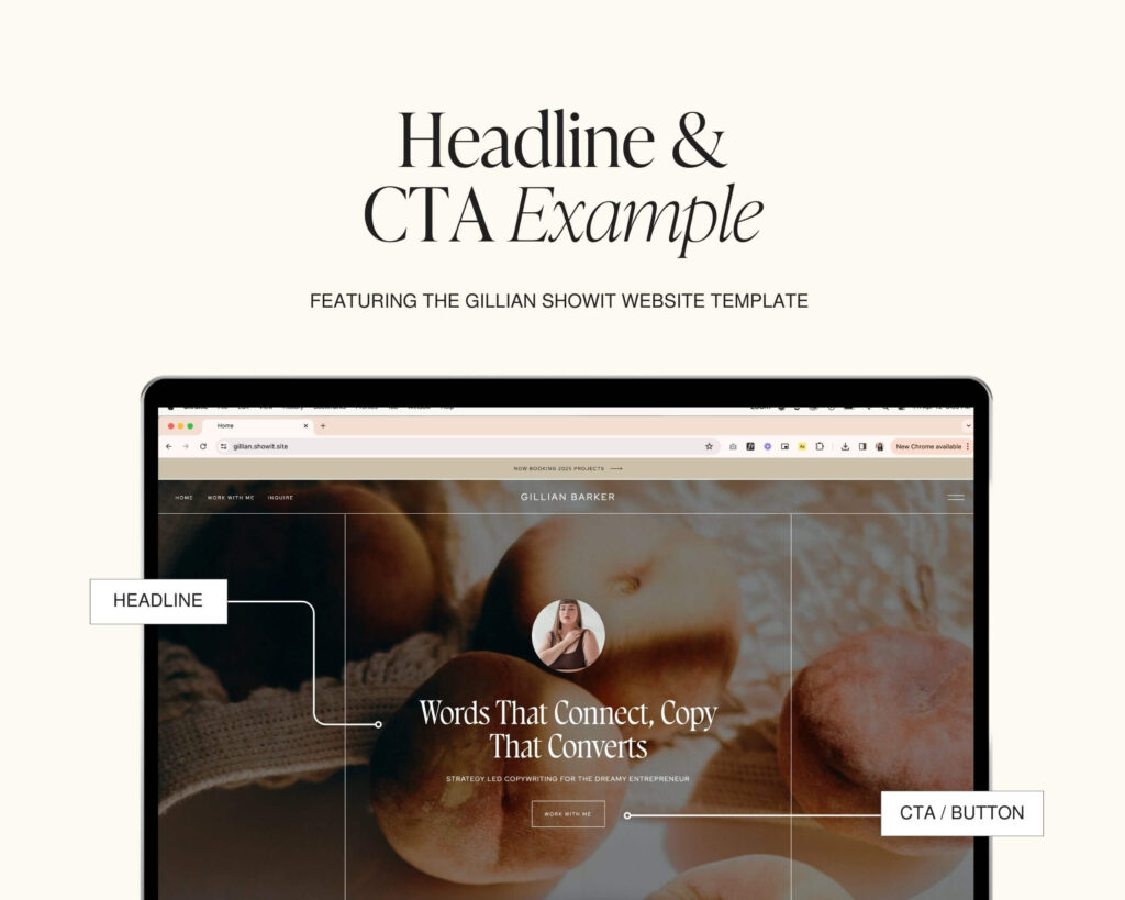 Optimize your homepage with a perfect pick-up line (aka your headline and cta). Your headline is your first chance to make your ideal clients to a double take.